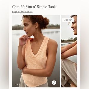 Free People- We the Free- Care FP Slim n’ Simple tank top- Moss, Large. New.